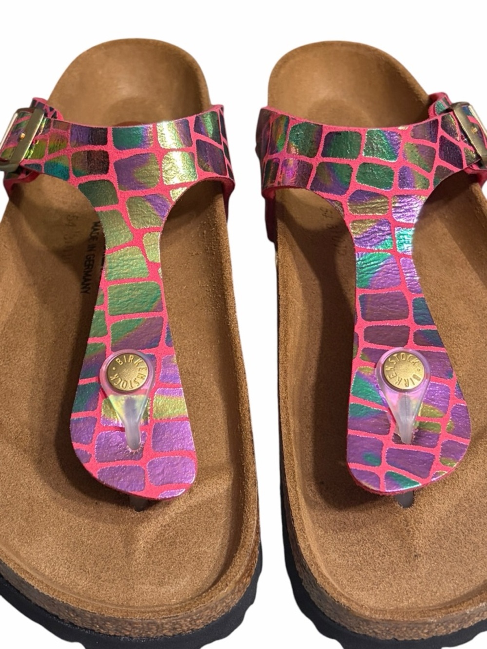 Birkenstock Pink Iridescent T-Strap Sandals - Picture 2 of 10